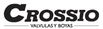 Logotipo Crossio Válvulas y Boyas letras en color negro